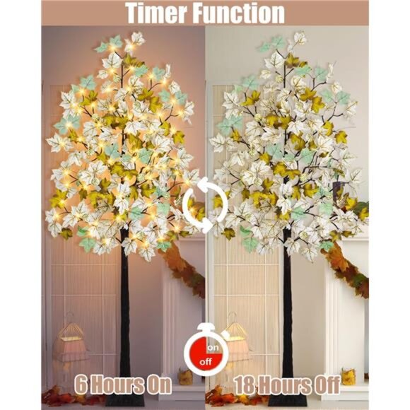 New 8FT Fall Light Up Tree Artificial Lighted Autumn Maple Trees with 160 - Picture 5 of 7